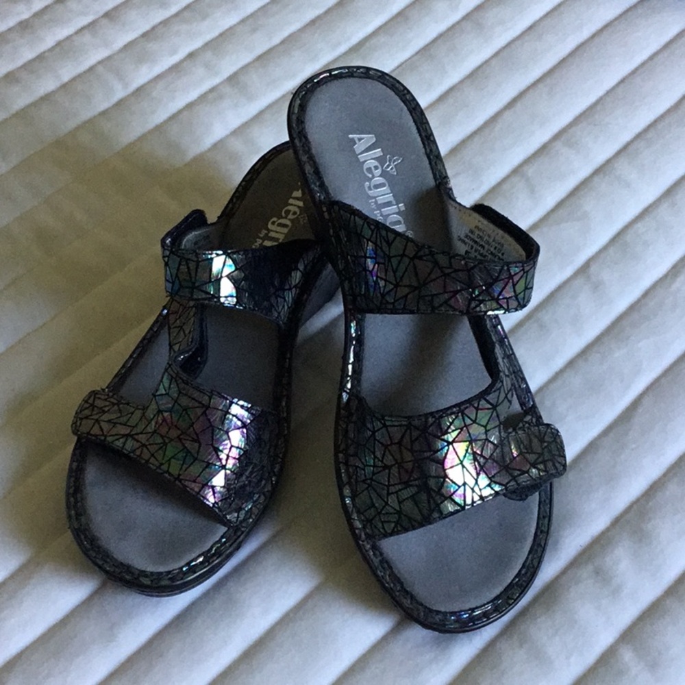 Alegria Whimsygoth Y2K Black Leather heeled sandal Size EU 38 US 8